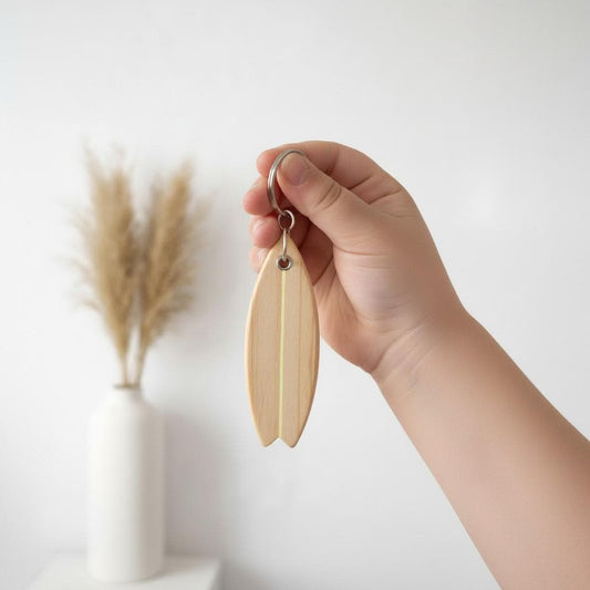 Surf Keychain | Wooden Surfboard Keyring | Surf Lover Gift | Handmade Wood Key Chain | Beach Gift