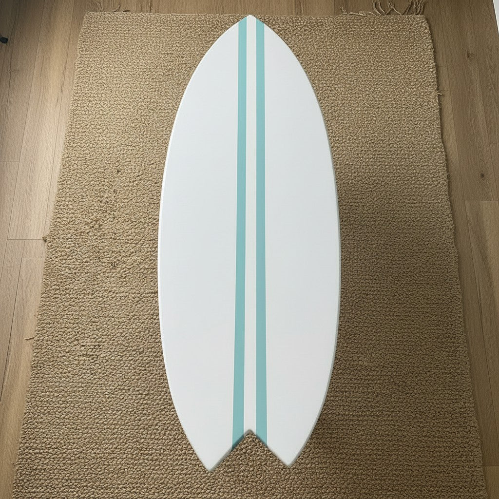Beach House Gift | White Blue Surfboard Coffee Table | Coastal Decor | Handmade in France