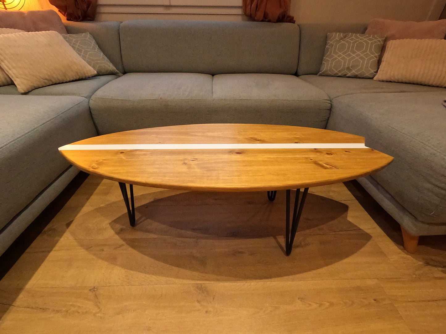 Surfboard Coffee Table Wood – Handmade Surfboard Table – Surf Decor Furniture – Beach House Coffee Table