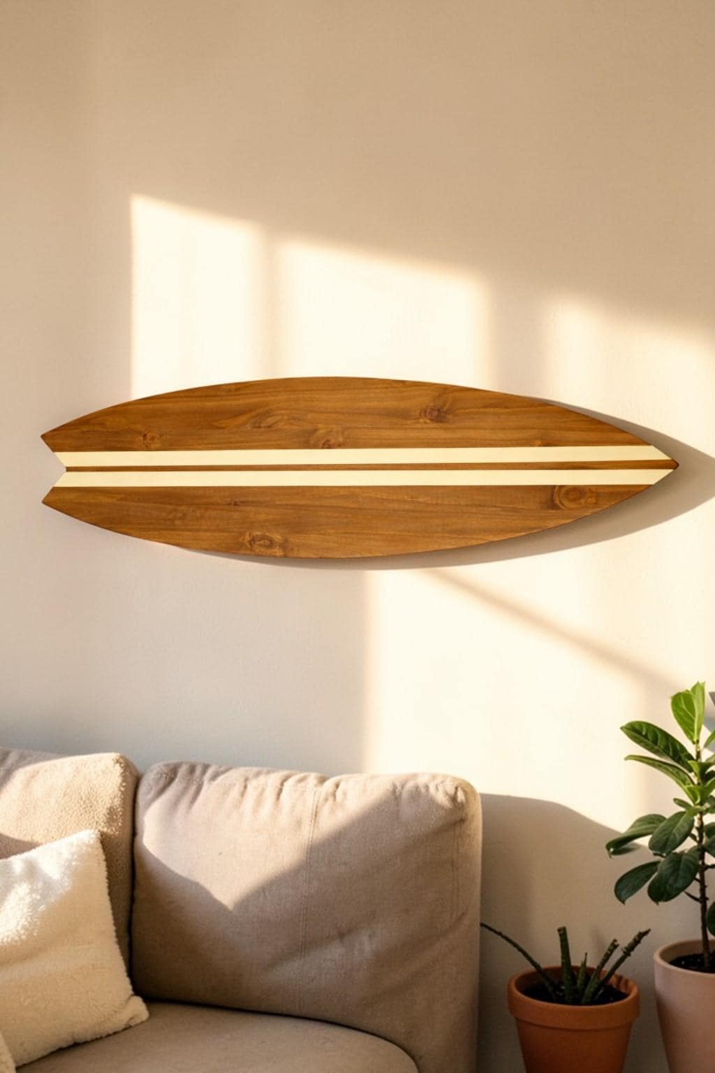 Wood Surfboard Wall Art – Surf Decor Wall Hanging – Beach House Wall Decor – Coastal Living Room Decor