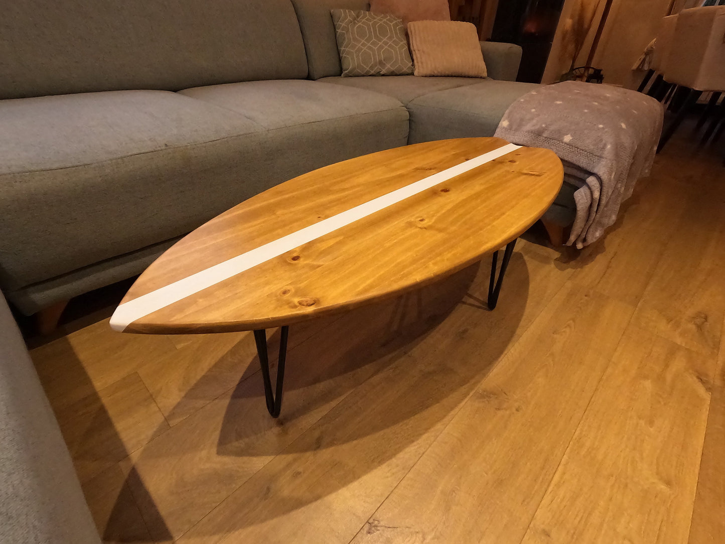 Surfboard Coffee Table Wood – Handmade Surfboard Table – Surf Decor Furniture – Beach House Coffee Table