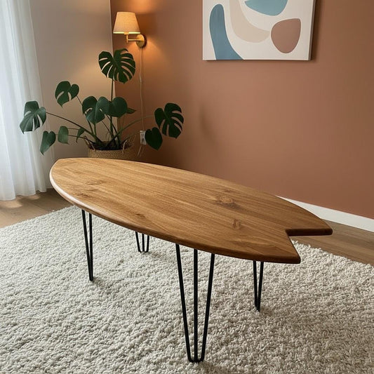 Surf Lover Gift  Wooden Surfboard Table Unique Handmade Furniture