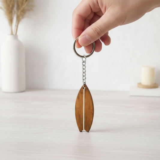 Surf Keychain | Wooden Surfboard Keyring | Surf Lover Gift | Handmade Wood Key Chain | Beach Gift