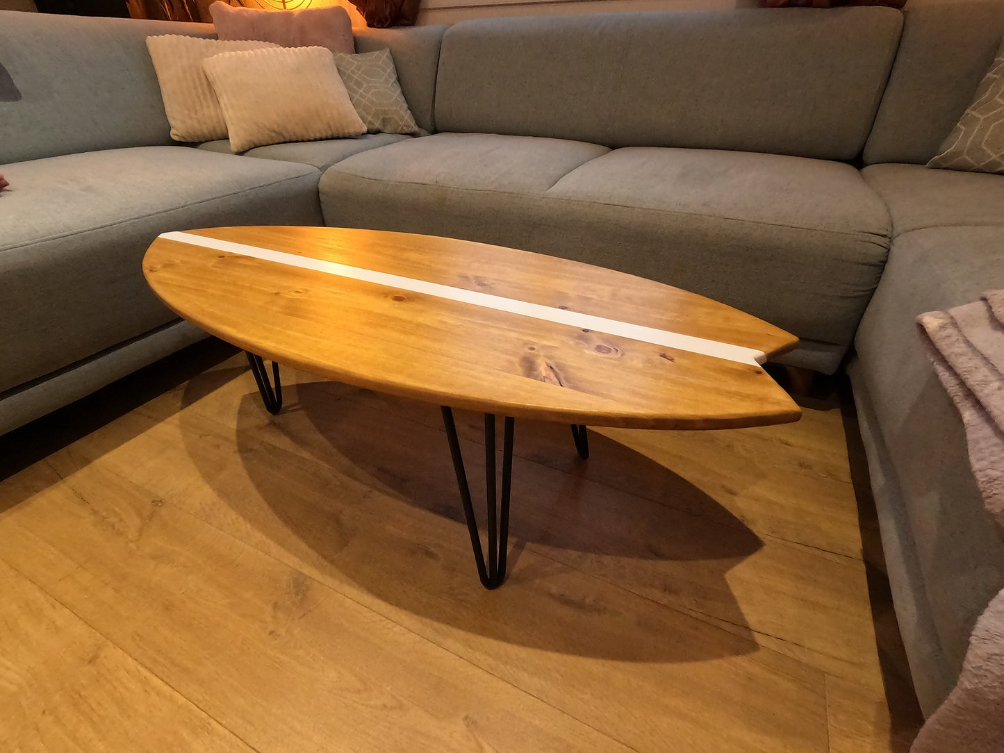 Surfboard Coffee Table Wood – Handmade Surfboard Table – Surf Decor Furniture – Beach House Coffee Table