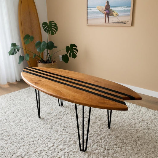 Surfboard Coffee Table | Handmade Wood | Beach House Living Room Decor