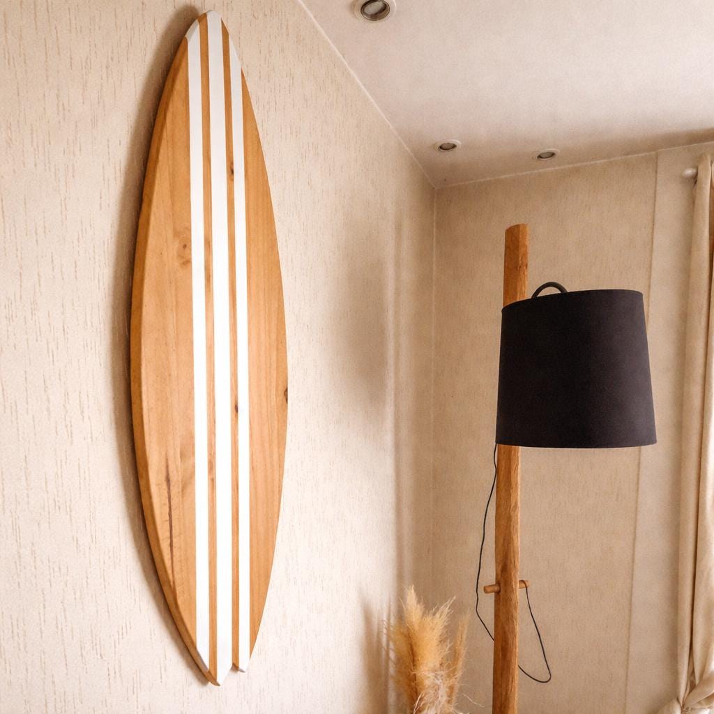 Wooden Surfboard Wall Art – Surf Decor Wall – Handmade Surfboard Decor – Beach House Wall Decor