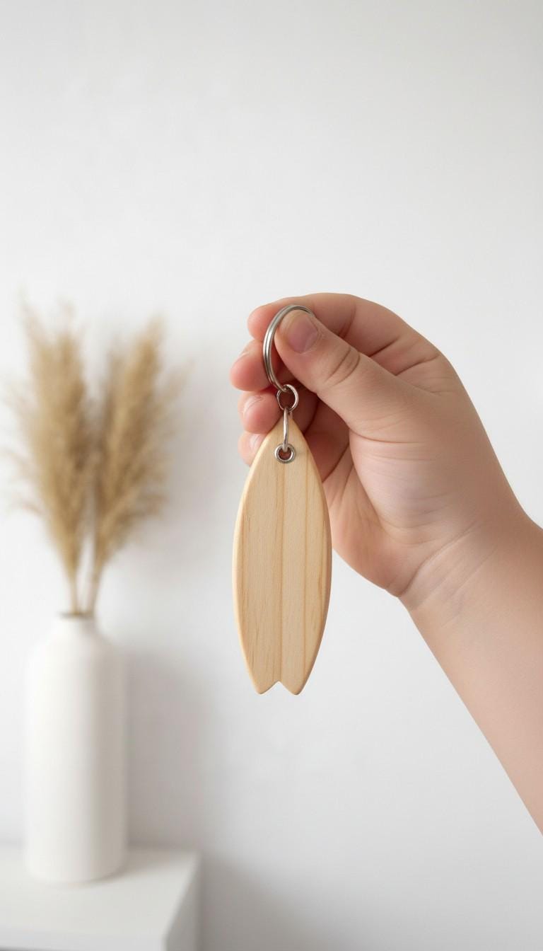 Surf Keychain | Wooden Surfboard Keyring | Surf Lover Gift | Handmade Wood Key Chain | Beach Gift