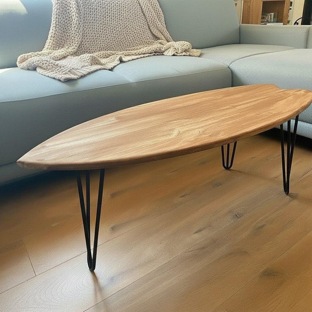 Surf Lover Gift  Wooden Surfboard Table Unique Handmade Furniture