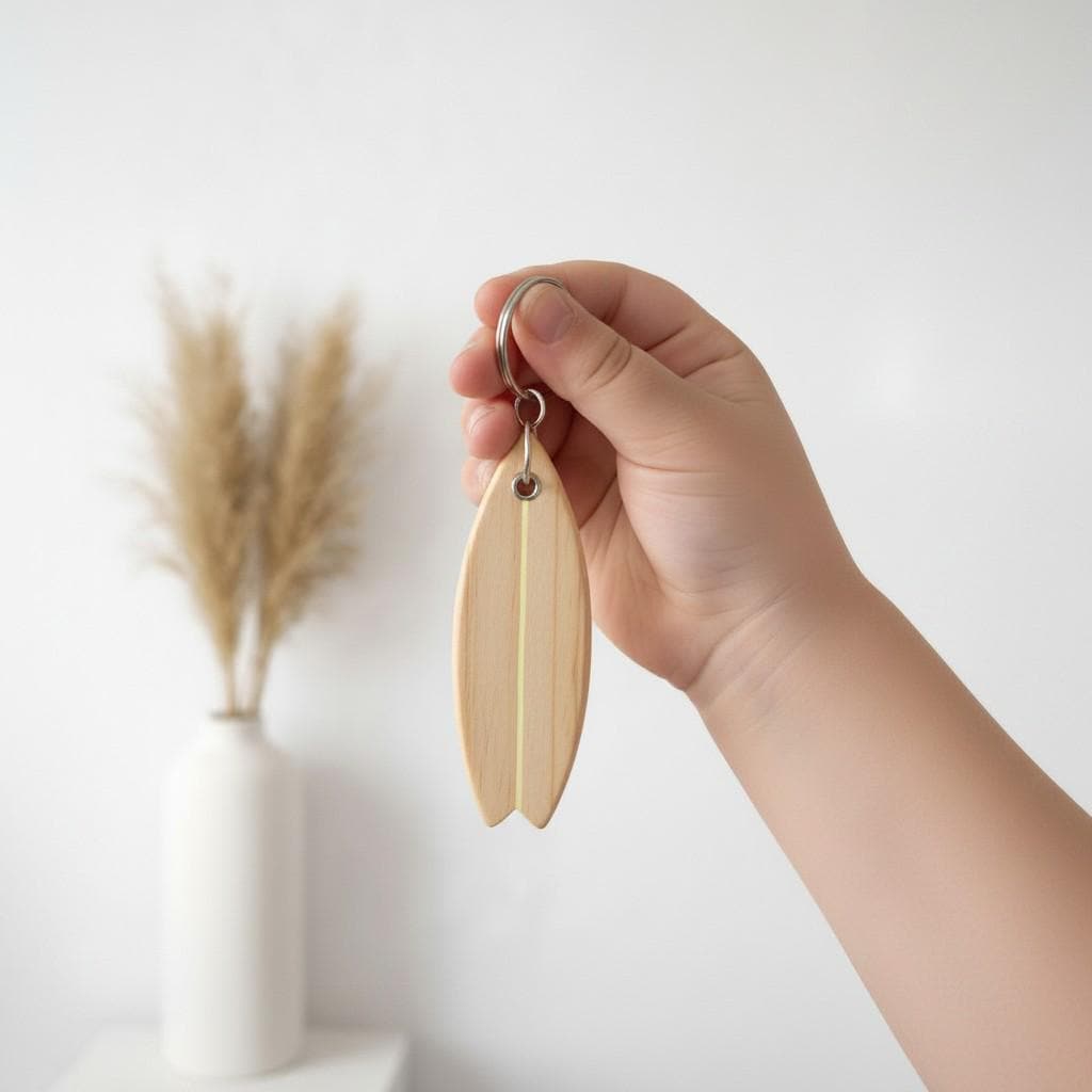 Surf Keychain | Wooden Surfboard Keyring | Surf Lover Gift | Handmade Wood Key Chain | Beach Gift
