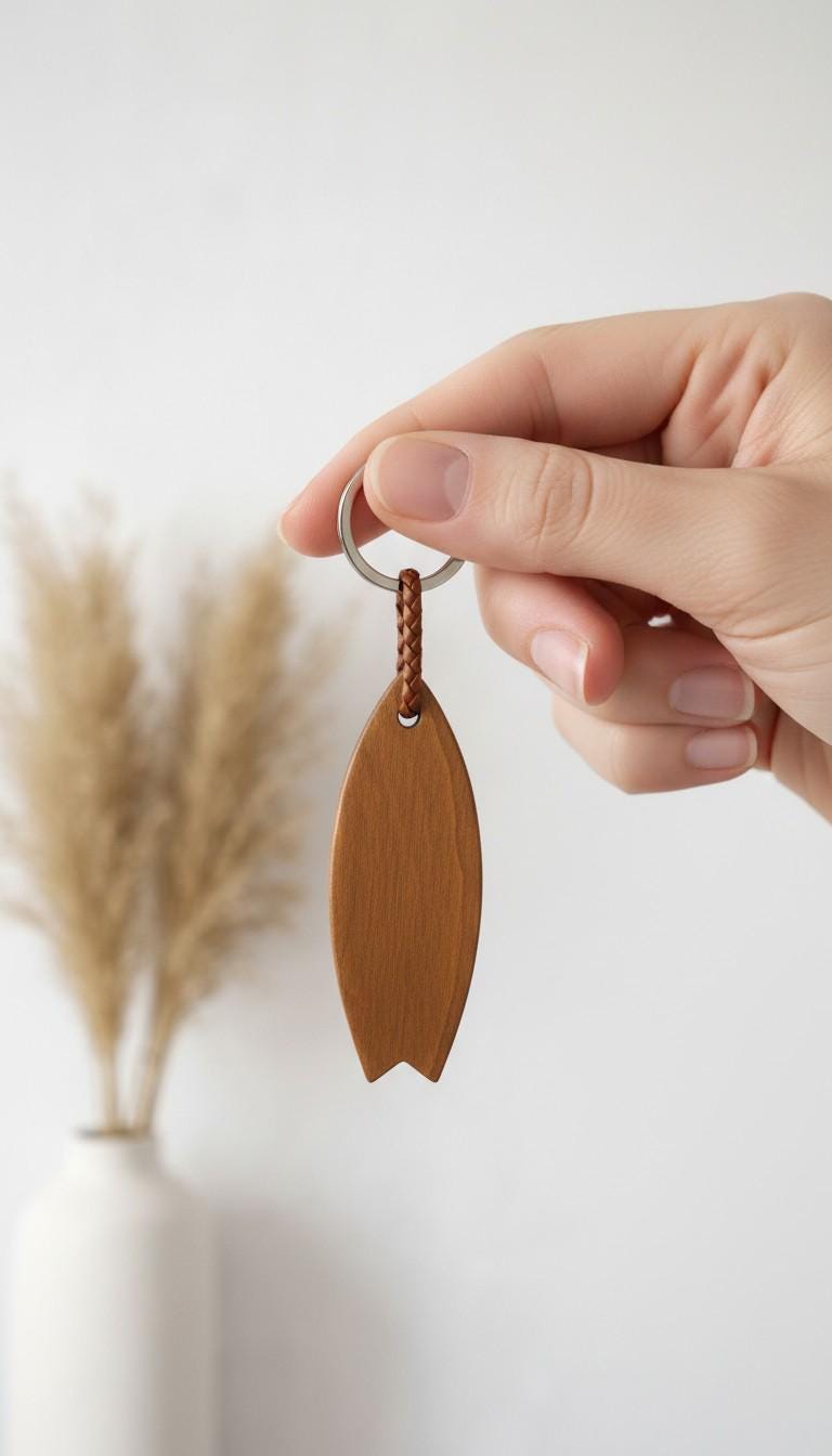Surf Keychain | Wooden Surfboard Keyring | Surf Lover Gift | Handmade Wood Key Chain | Beach Gift