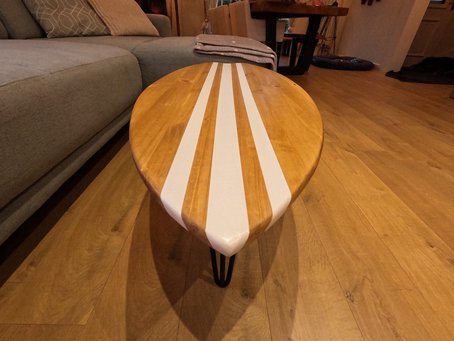 Handmade Surfboard Coffee Table – Wooden Surf Decor – Coastal Furniture – Beach House Coffee Table