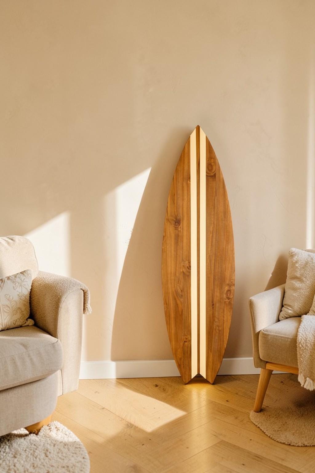 Wood Surfboard Wall Art – Surf Decor Wall Hanging – Beach House Wall Decor – Coastal Living Room Decor