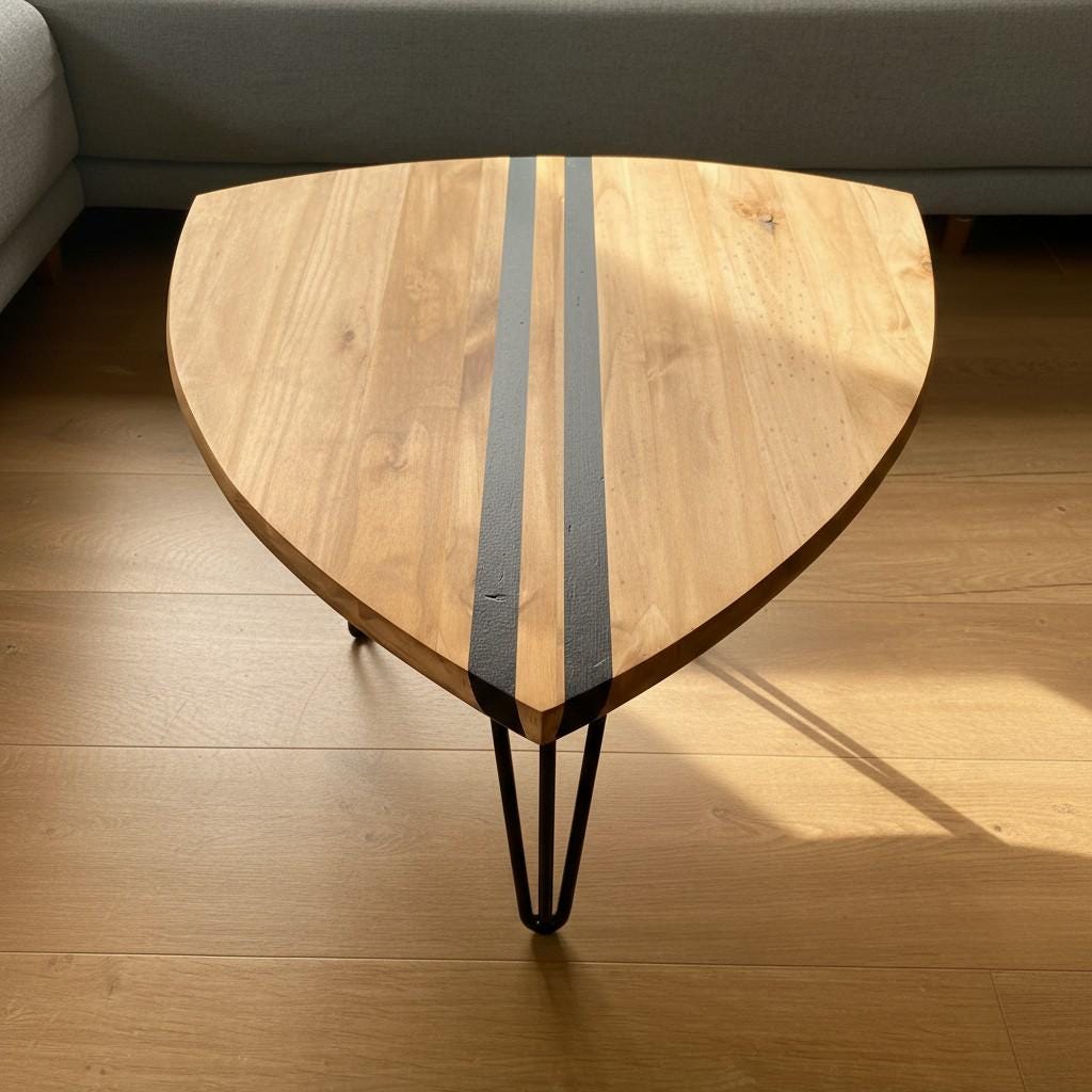 Table basse demi planche de surf en bois - Coastal Furniture