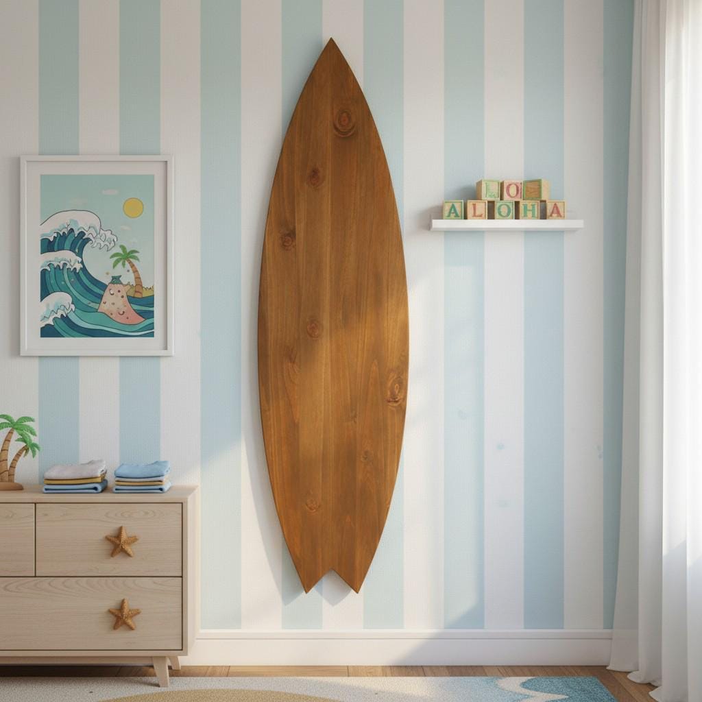 Surf Nursery Decor — Wooden Surfboard Wall Art | Beach Baby Room