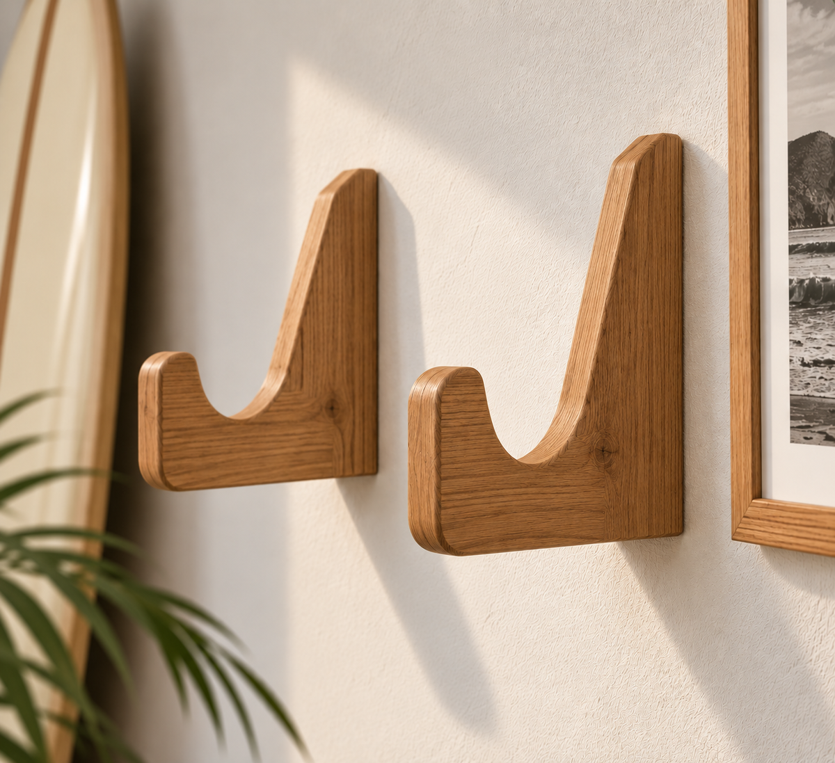 Support Mural Planche de Surf en Bois | Range Planche Décoratif | Fixation Murale Surf Handmade