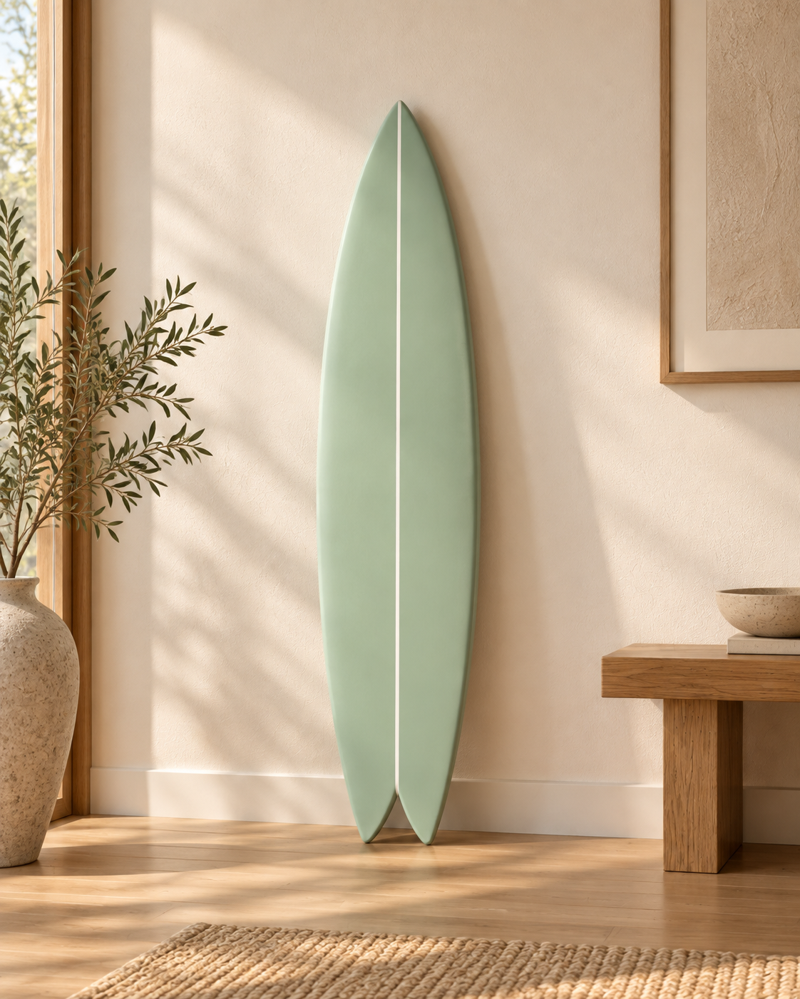 Sage Green Surfboard Wall Decor | Calm Nursery Wall Art | Natural Wood Surf Sign | 60-120 cm