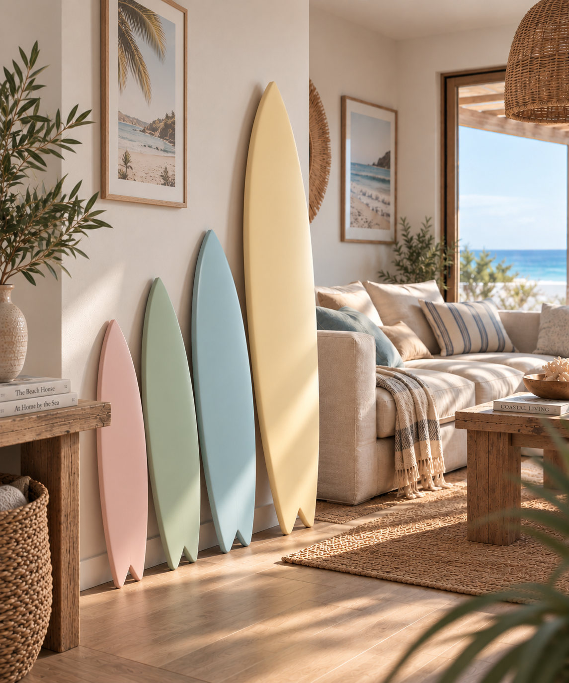 Pastel Yellow Surfboard Wall Art | Retro Sunny Kids Room Decor | Wood Surf Sign | 60-120 cm