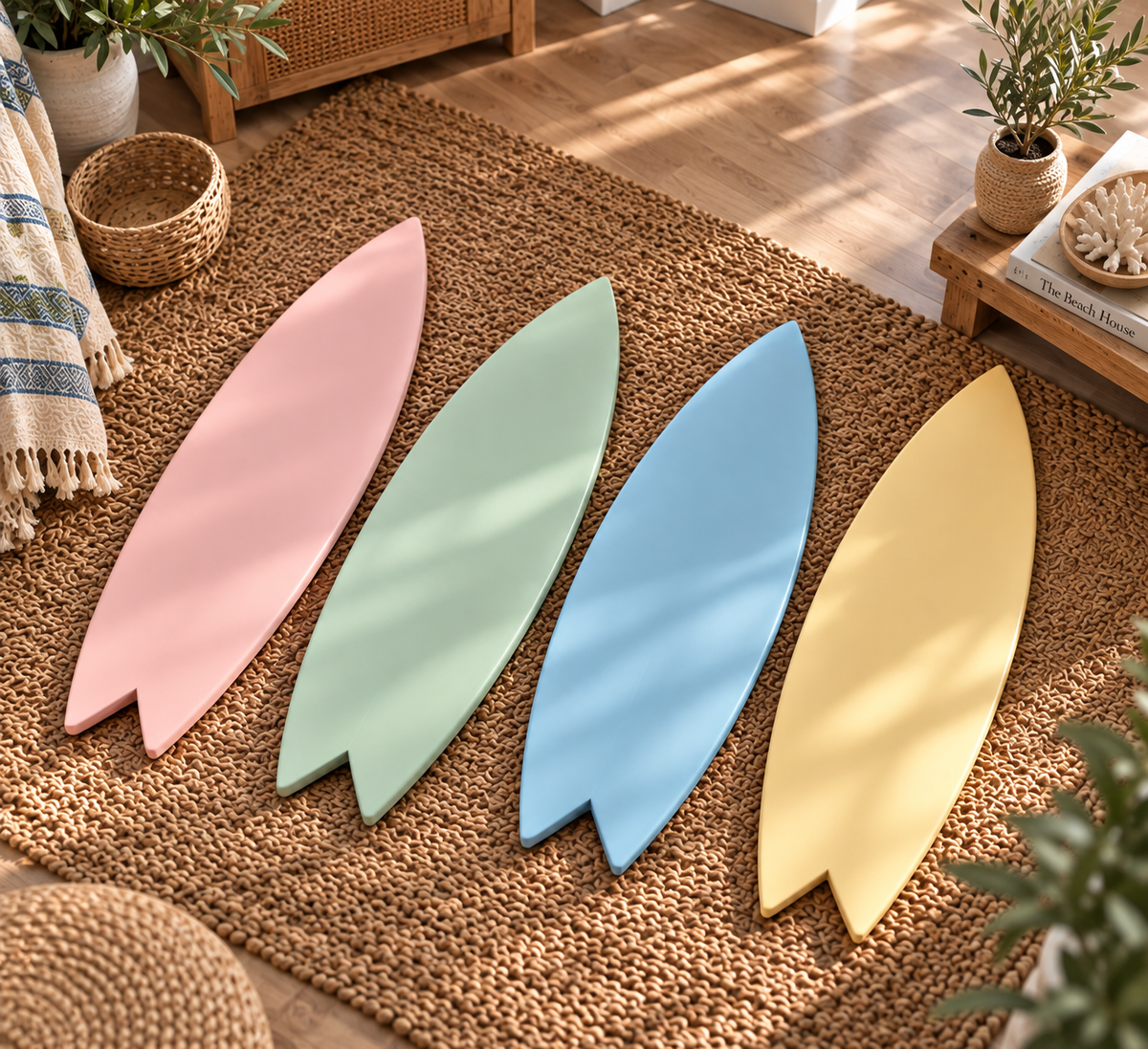 Pastel Yellow Surfboard Wall Art | Retro Sunny Kids Room Decor | Wood Surf Sign | 60-120 cm