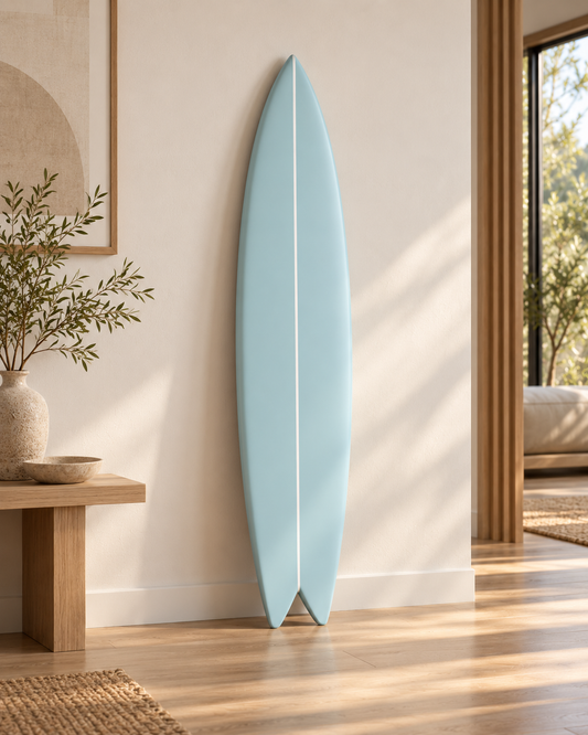 Pastel Blue Surfboard Wall Decor | Coastal Nursery Art | Wooden Beach Room Sign | 60-120 cm