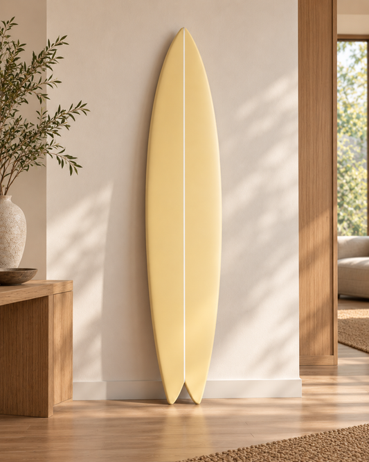 Pastel Yellow Surfboard Wall Art | Retro Sunny Kids Room Decor | Wood Surf Sign | 60-120 cm
