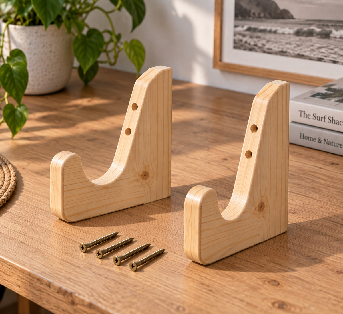Support Mural Planche de Surf en Bois | Range Planche Décoratif | Fixation Murale Surf Handmade