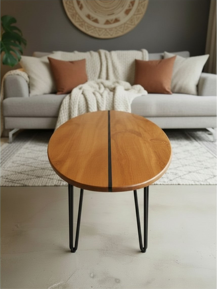 Table basse bois planche de surf - Aménagement intérieur décoration bord de mer