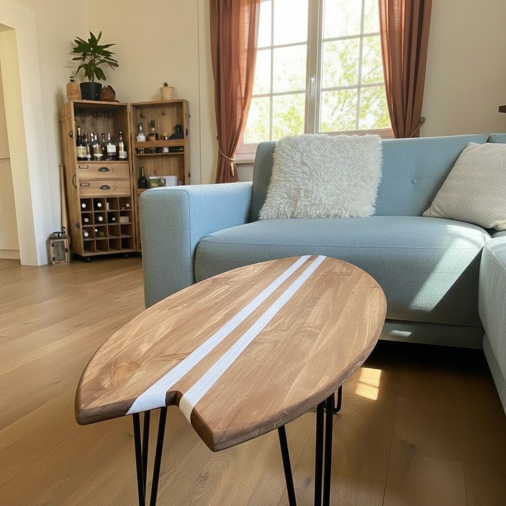 Coastal Coffee Table | Wood Surfboard Shape | Nautical Home Decor