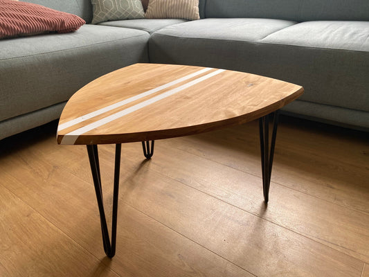 Table basse demi planche de surf en bois