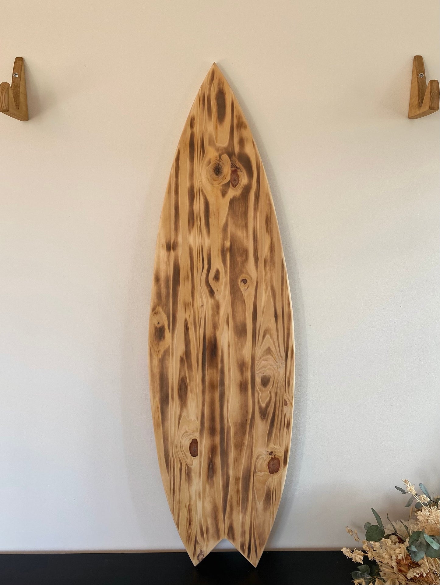 Burned Wood Surfboard Art | Pyrography Beach Decor | Handmade Surf Wall