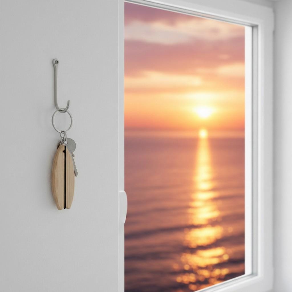 Surf Keychain | Wooden Surfboard Keyring | Surf Lover Gift | Handmade Wood Key Chain | Beach Gift