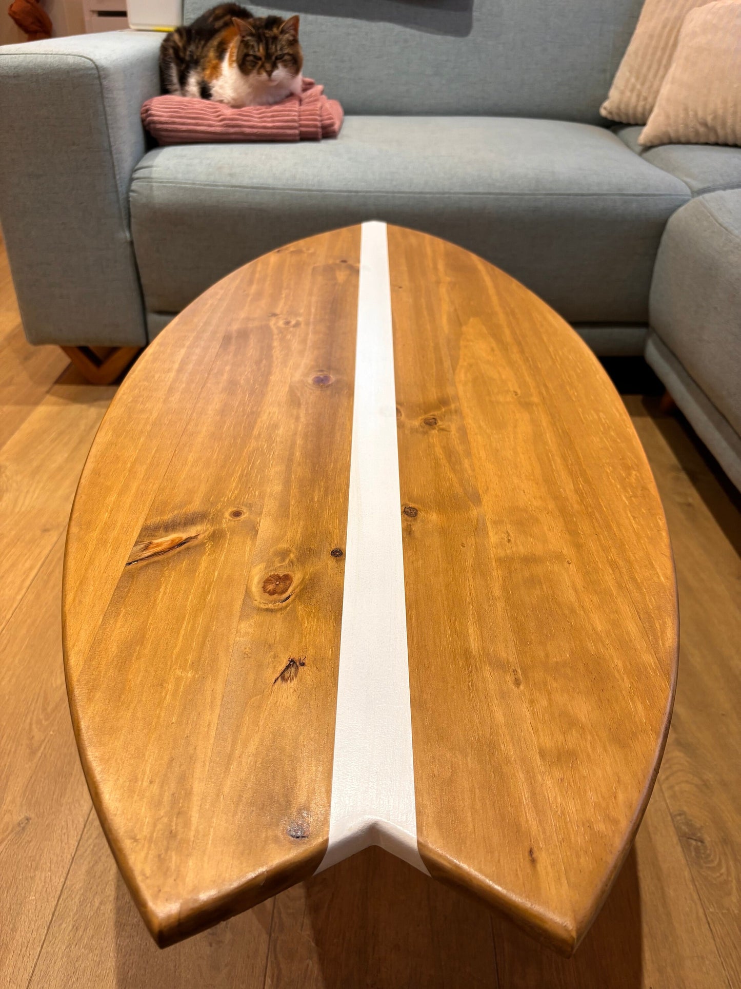 Surfboard Coffee Table Wood – Handmade Surfboard Table – Surf Decor Furniture – Beach House Coffee Table