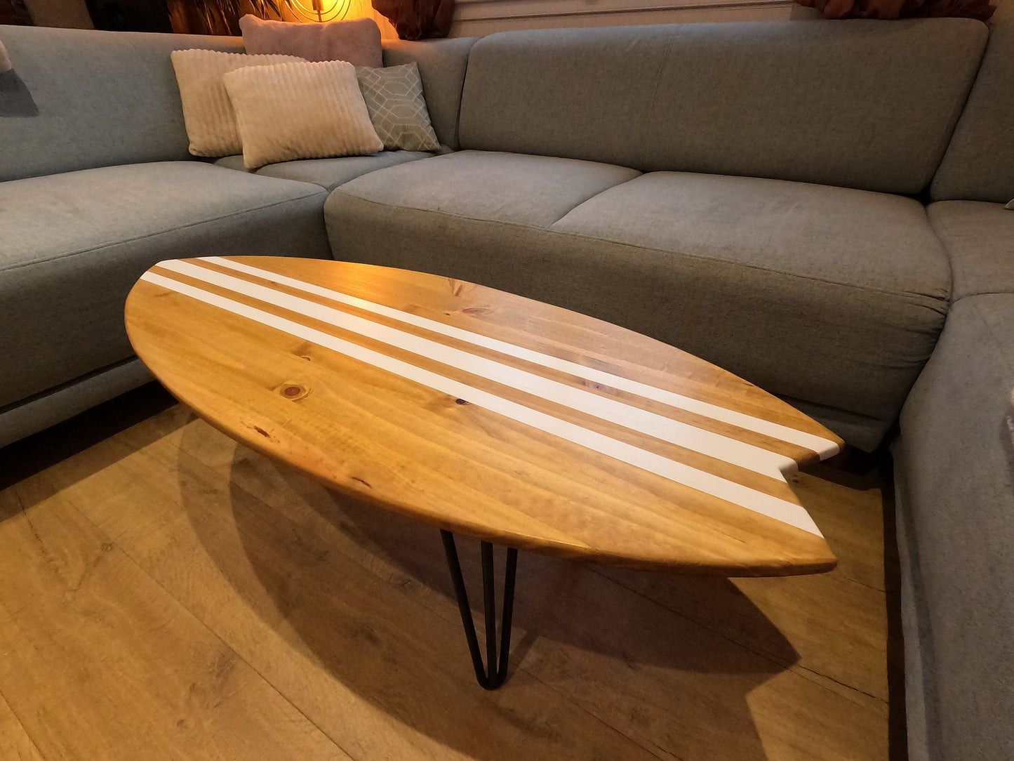 Handmade Surfboard Coffee Table – Wooden Surf Decor – Coastal Furniture – Beach House Coffee Table
