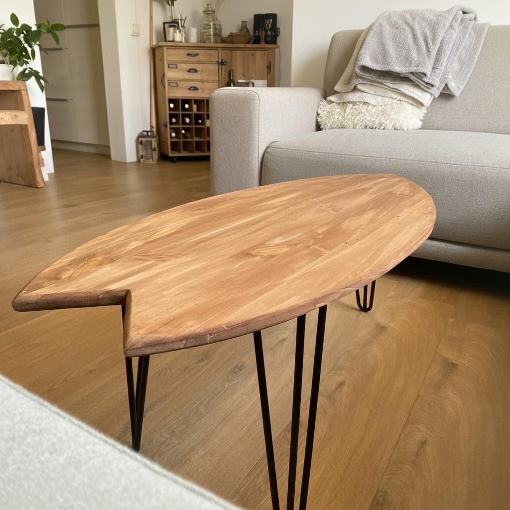 Surf Lover Gift  Wooden Surfboard Table Unique Handmade Furniture