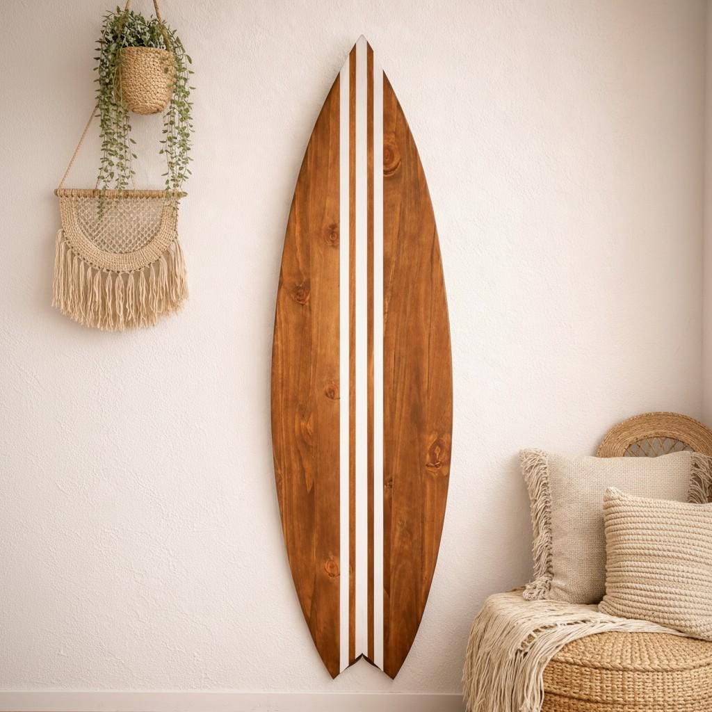 Wooden Surfboard Wall Art – Surf Decor Wall – Handmade Surfboard Decor – Beach House Wall Decor