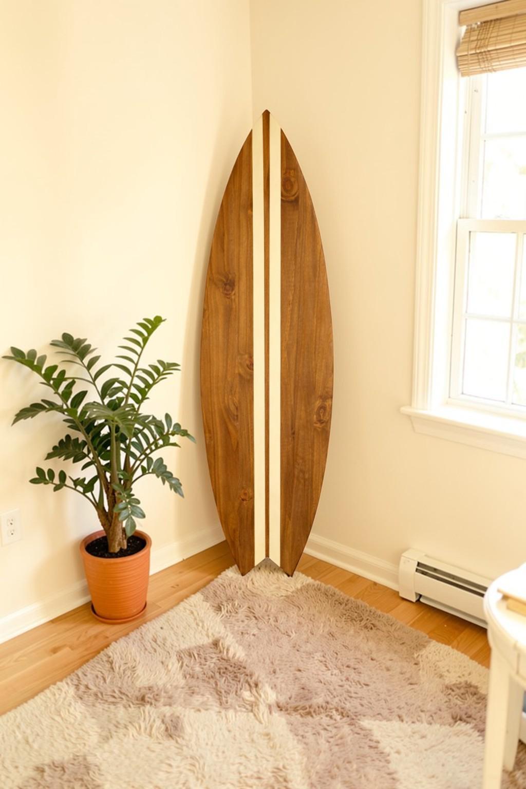 Wood Surfboard Wall Art – Surf Decor Wall Hanging – Beach House Wall Decor – Coastal Living Room Decor