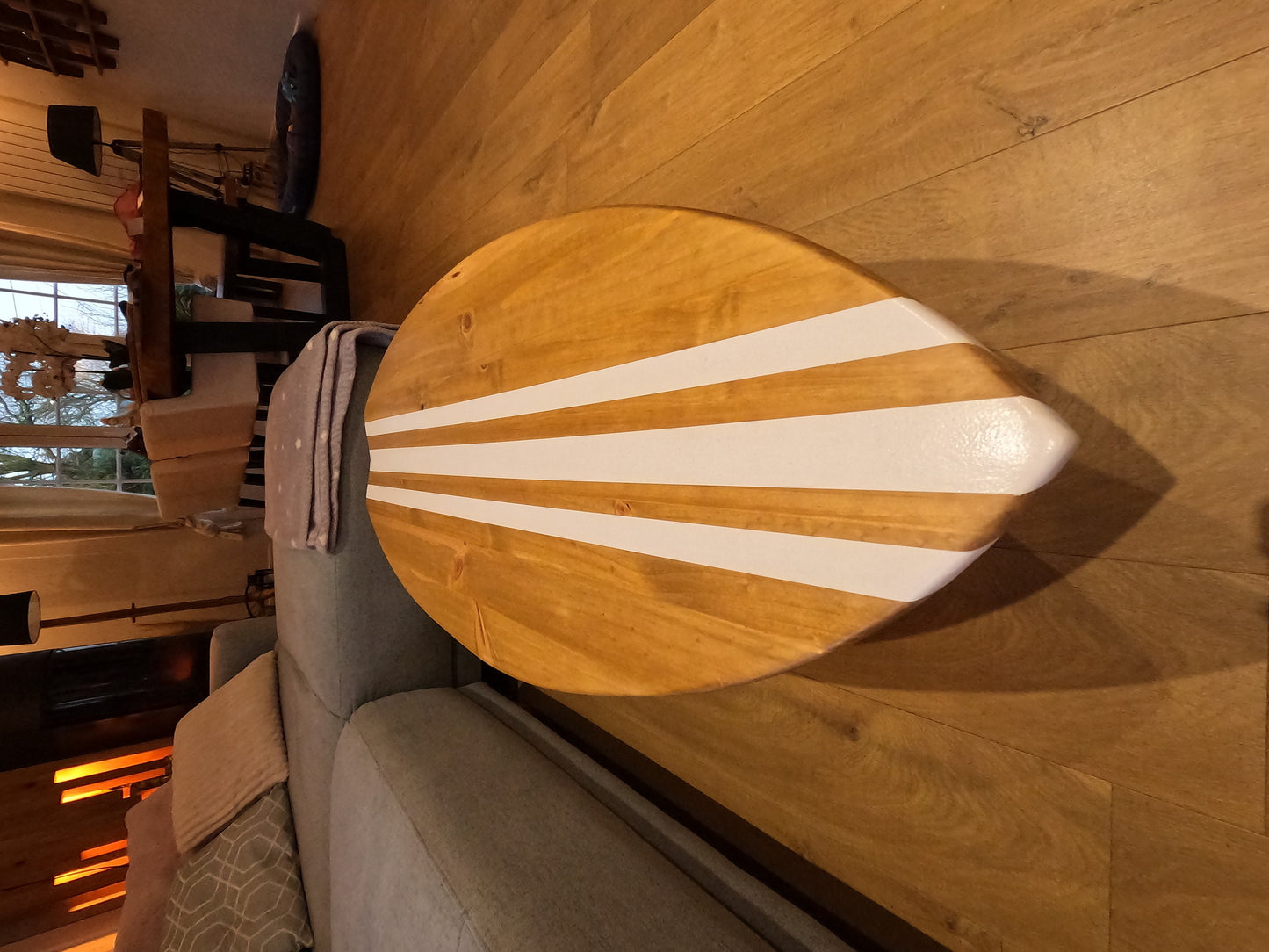 Handmade Surfboard Coffee Table – Wooden Surf Decor – Coastal Furniture – Beach House Coffee Table