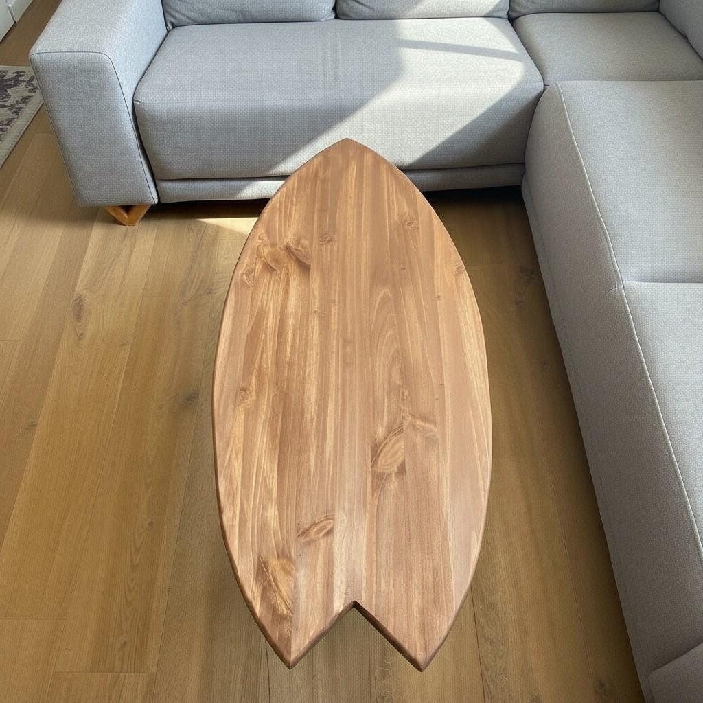 Surf Lover Gift  Wooden Surfboard Table Unique Handmade Furniture