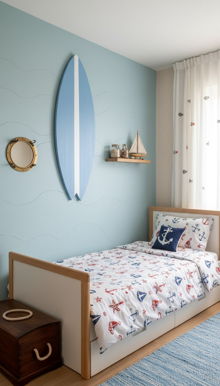 Wooden Surfboard Wall Art – Surf Decor Wall – Coastal Surfboard Decor – Beach House Wall Decor