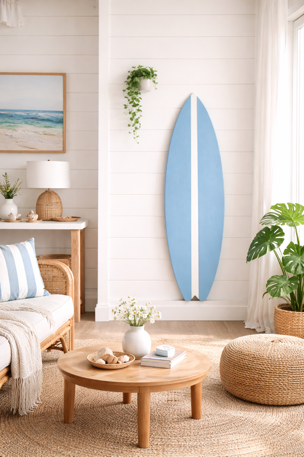 Wooden Surfboard Wall Art – Surf Decor Wall – Coastal Surfboard Decor – Beach House Wall Decor