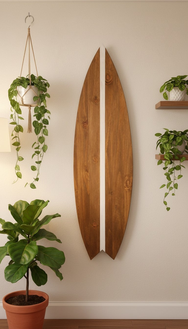 Wood Surfboard Wall Decor – Surfboard Wall Art – Beach House Decor – Coastal Decor – Handmade Surfboard