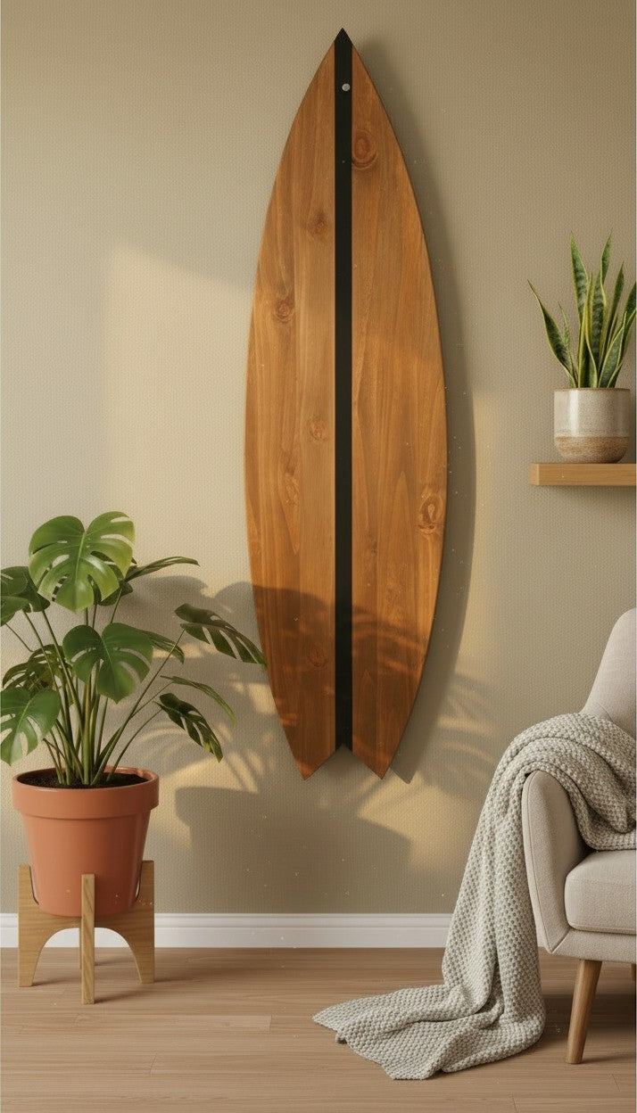 Large Surfboard Wall Art | Handmade Wood Beach Decor | Surf Home Display