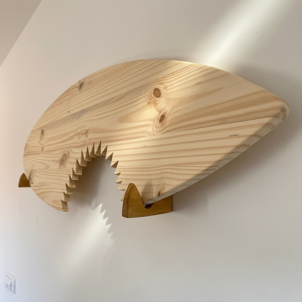 Wooden Surfboard Wall Art – Surf Decor Wall – Handmade Surfboard Decor Shark / Requin