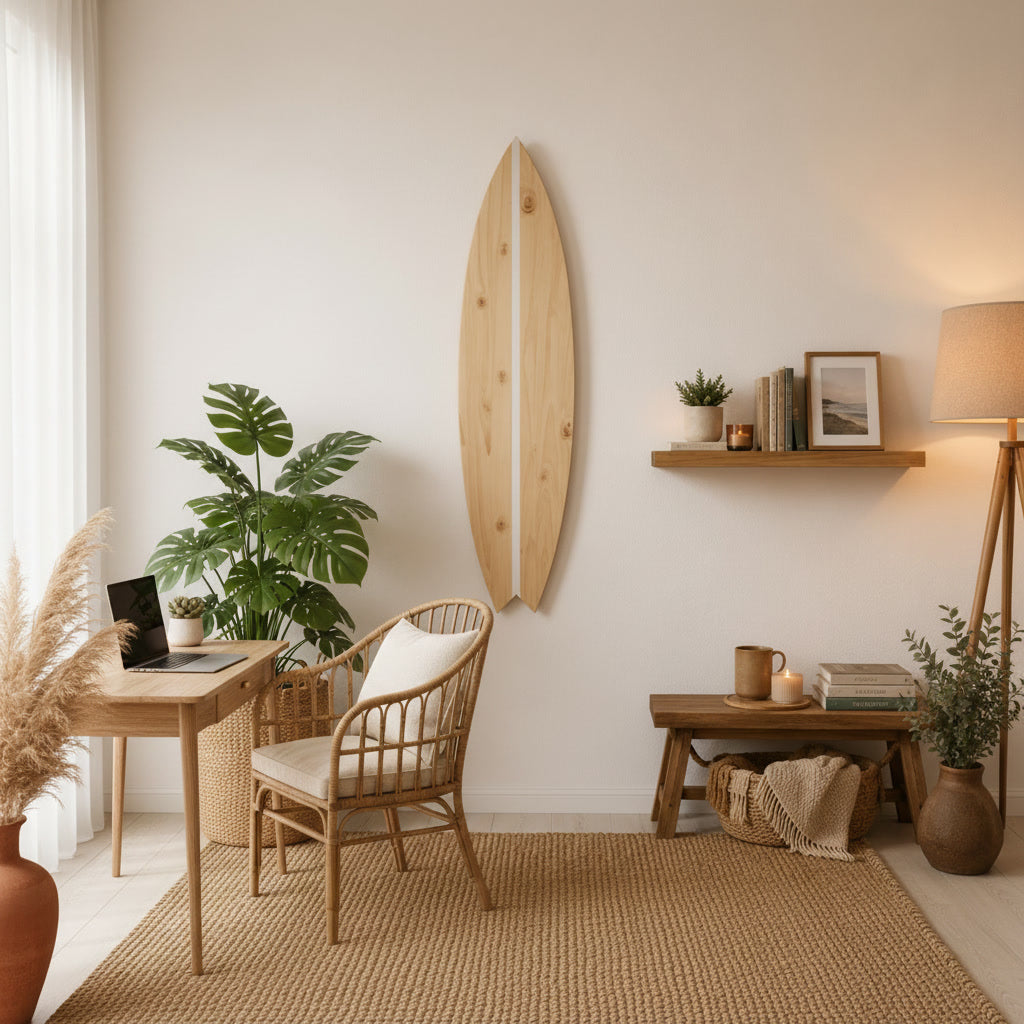 Wood Surfboard Wall Art – Surf Decor Wall  – Beach House Wall – Coastal Living Room Decor (Copie)