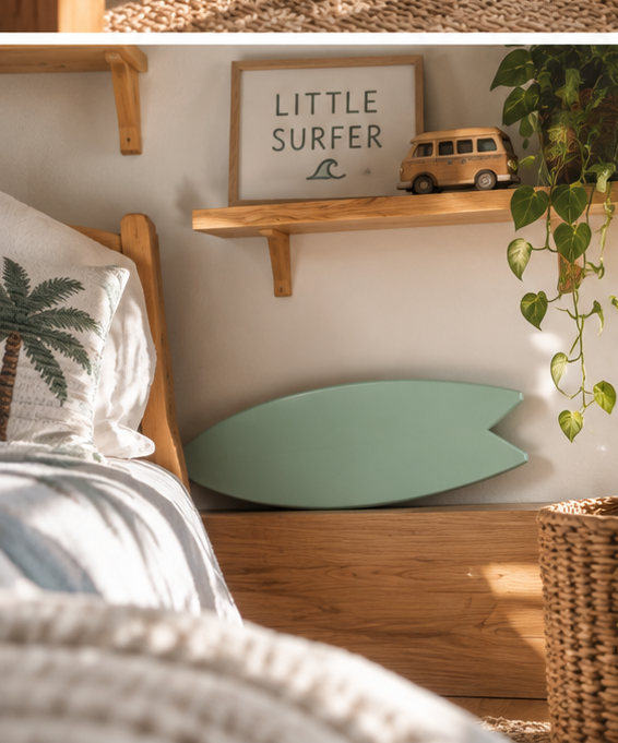 Sage Green Surfboard Wall Decor | Calm Nursery Wall Art | Natural Wood Surf Sign | 60-120 cm