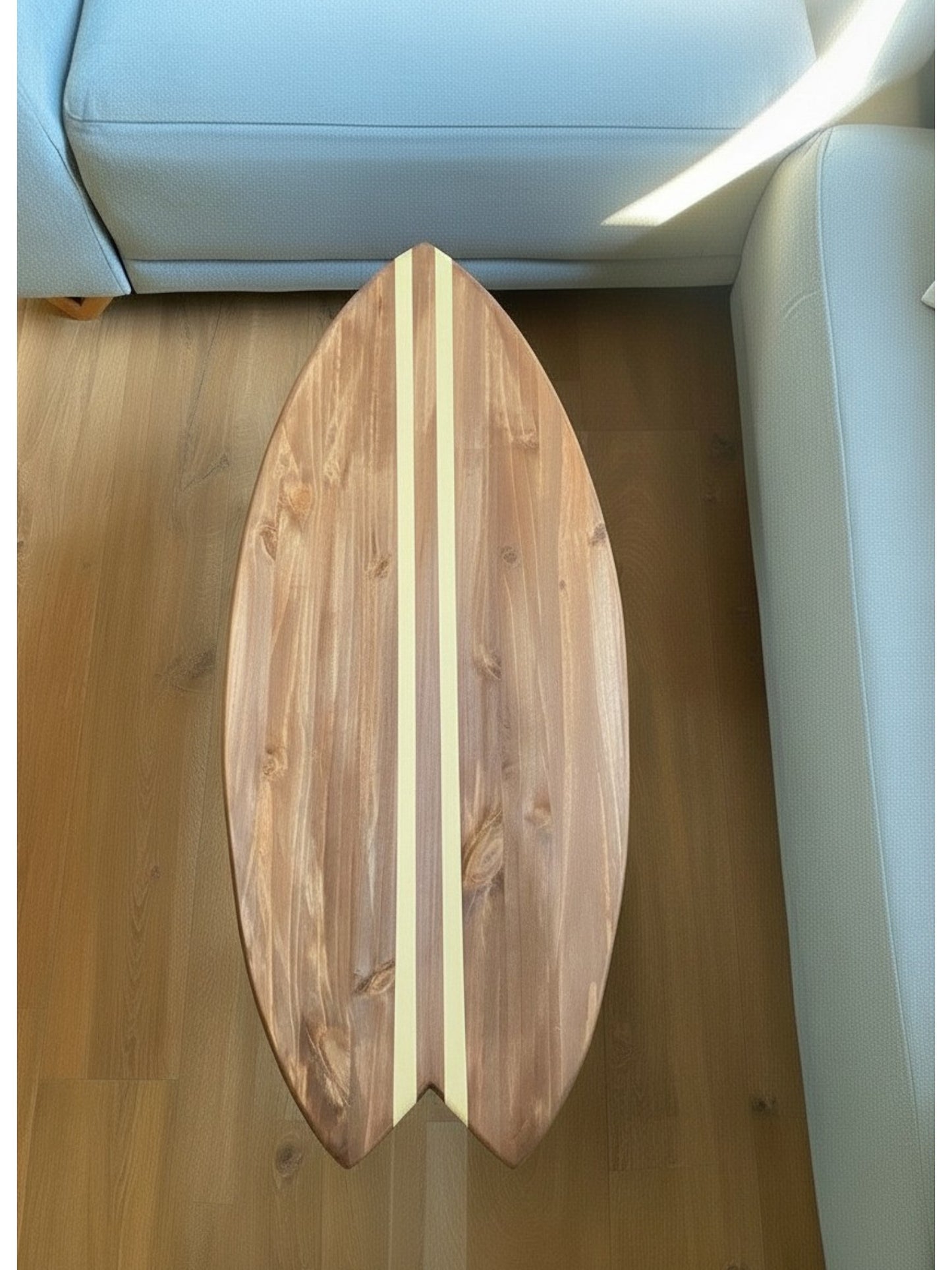 Handmade in France Surfboard Table | Pine Wood Coffee Table | Surf Decor