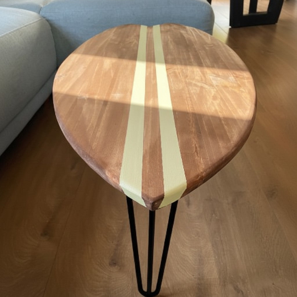 Handmade in France Surfboard Table | Pine Wood Coffee Table | Surf Decor