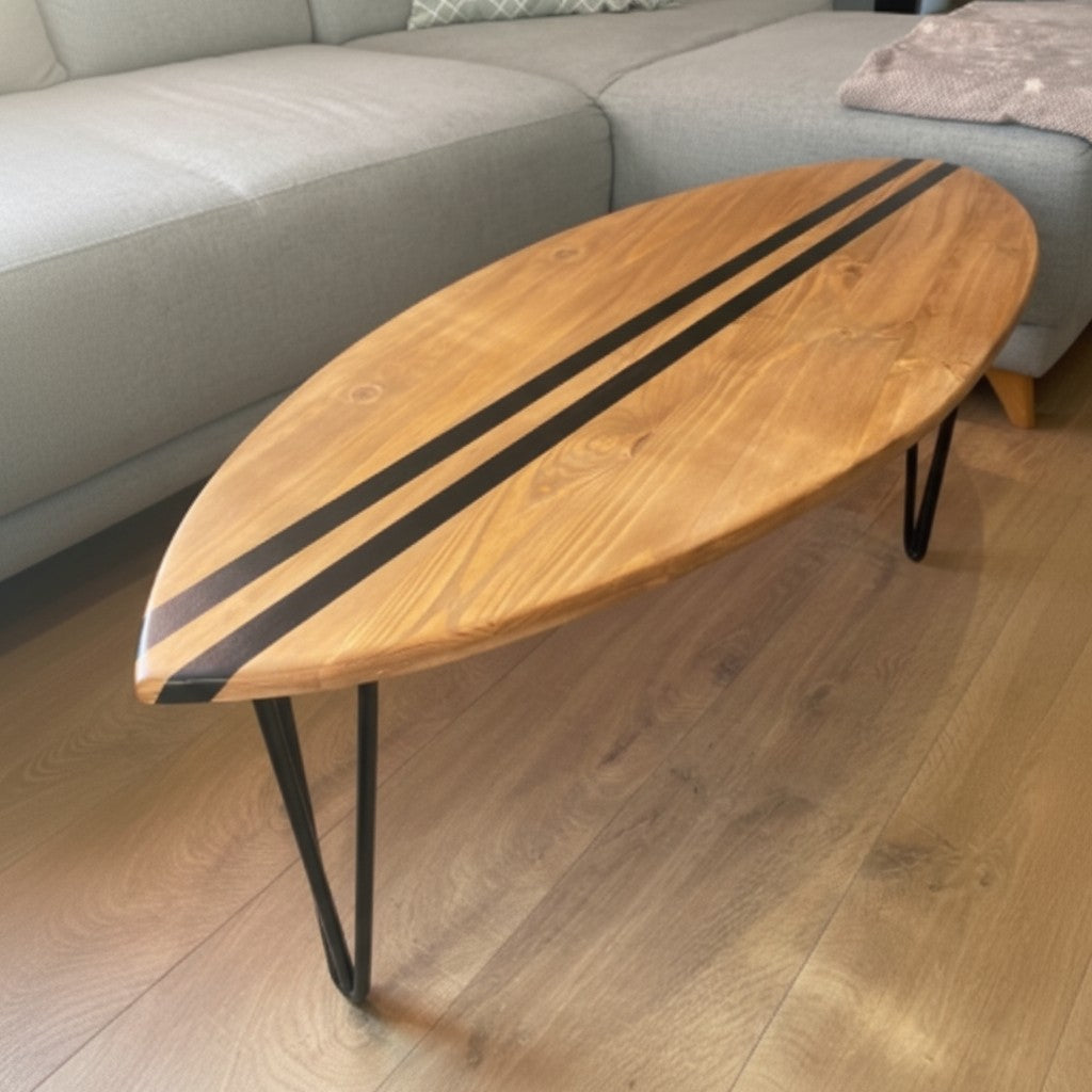 Wooden Surfboard Coffee Table Large Surfboard Coffee Table | XL Wood Beach Furniture | Coastal Living
